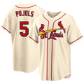 St. Louis #5 Pujols Player Baseball Short Sleeve Cream Jersey Albert For Men Women Youth Gift