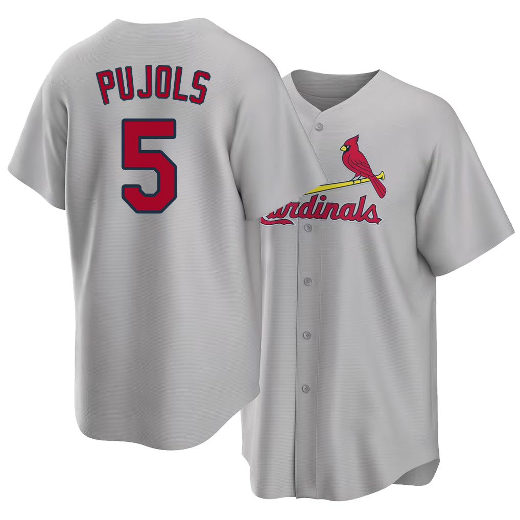 St. Louis #5 Pujols Player Baseball Short Sleeve Gray Jersey Albert For Men Women Youth Gift
