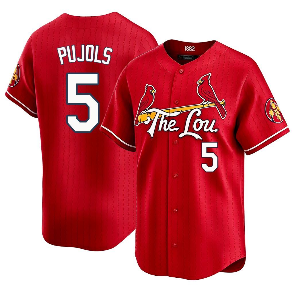 St. Louis #5 Pujols Player Baseball Short Sleeve Red Jersey Albert For Men Women Youth Gift
