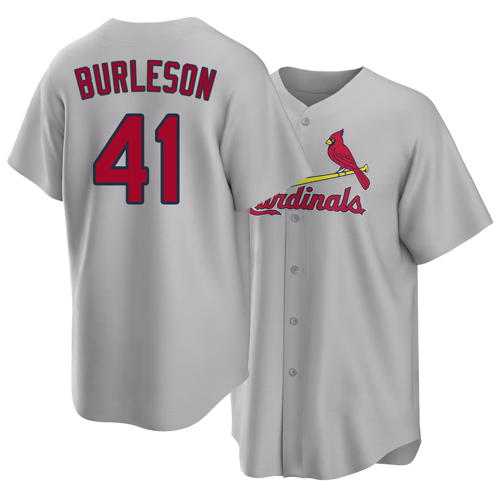 St. Louis #41 Burleson Player Baseball Short Sleeve Gray Jersey Alec For Men Women Youth Gift