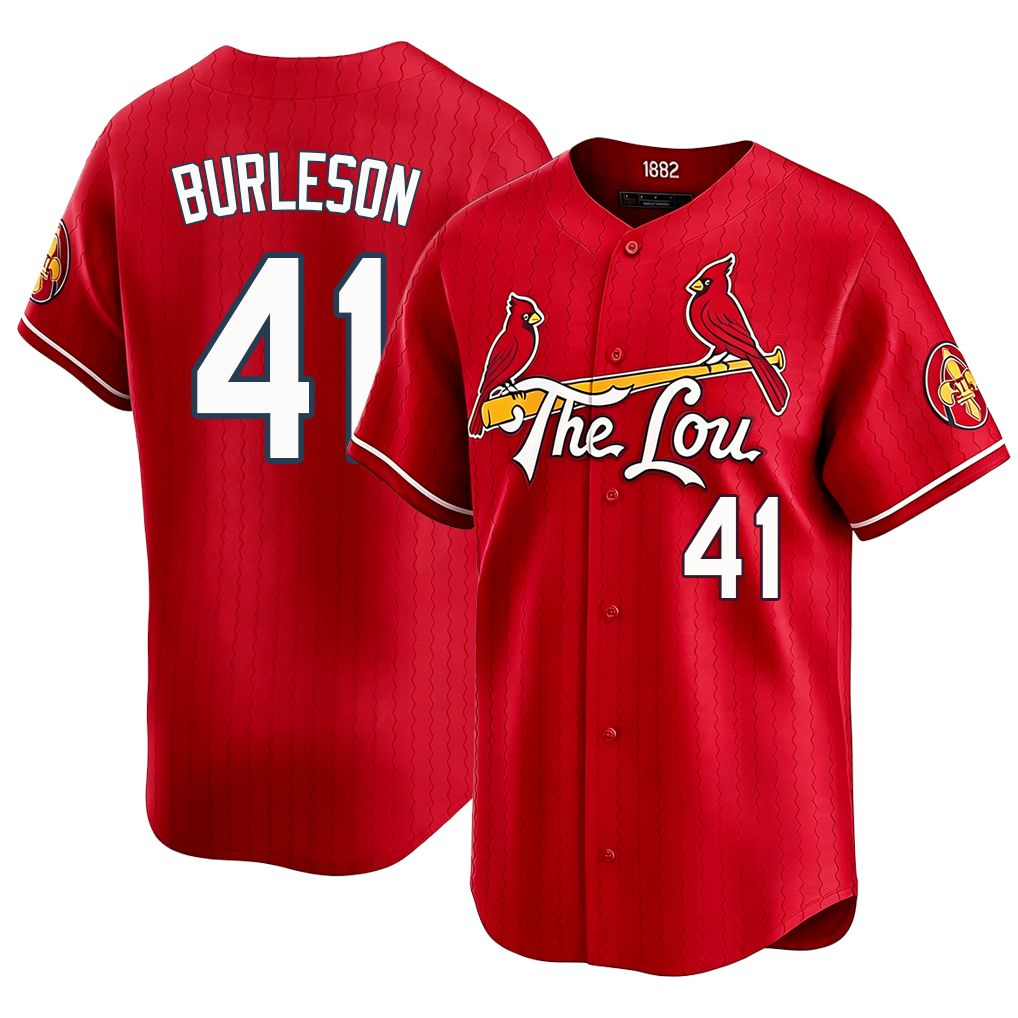 St. Louis #41 Burleson Player Baseball Short Sleeve Red Jersey Alec For Men Women Youth Gift