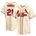 St. Louis #21 Torres Player Baseball Short Sleeve Cream Jersey Bryan For Men Women Youth Gift