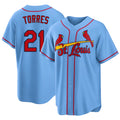 St. Louis #21 Torres Player Baseball Short Sleeve Blue Jersey Bryan For Men Women Youth Gift