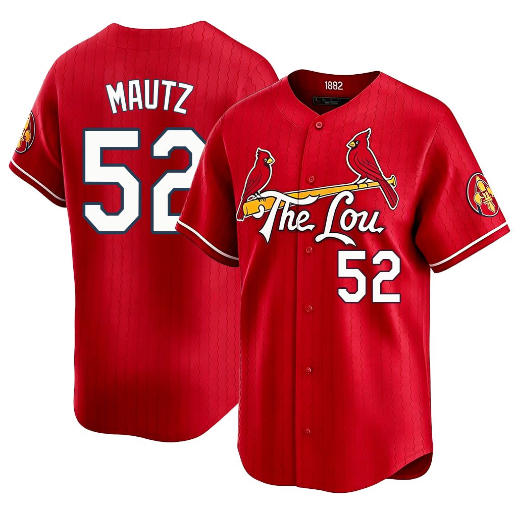 St. Louis #52 Mautz Player Baseball Short Sleeve Red Jersey Brycen For Men Women Youth Gift