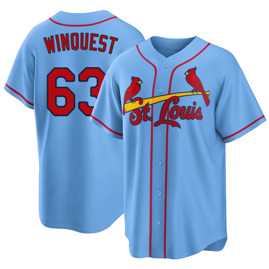 St. Louis #63 Winquest Player Baseball Short Sleeve Blue Jersey Cade For Men Women Youth Gift