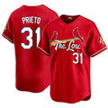 St. Louis #31 Prieto Player Baseball Short Sleeve Red Jersey César For Men Women Youth Gift