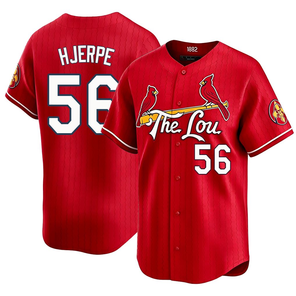 St. Louis #56 Hjerpe Player Baseball Short Sleeve Red Jersey Cooper For Men Women Youth Gift
