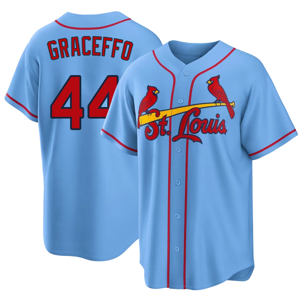 St. Louis #44 Graceffo Player Baseball Short Sleeve Blue Jersey Gordon For Men Women Youth Gift
