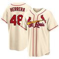 St. Louis #48 Herrera Player Baseball Short Sleeve Cream Jersey Iván For Men Women Youth Gift