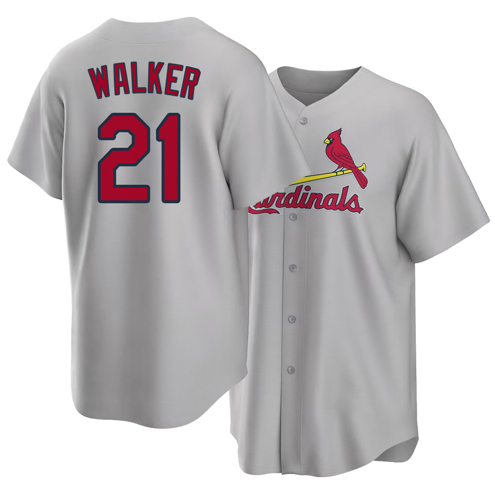 St. Louis #21 Walker Player Baseball Short Sleeve Gray Jersey Jordan For Men Women Youth Gift