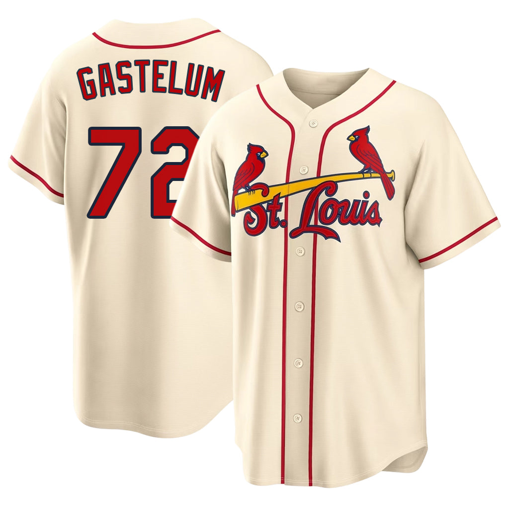 St. Louis #72 Gastelum Player Baseball Short Sleeve Cream Jersey Luis For Men Women Youth Gift