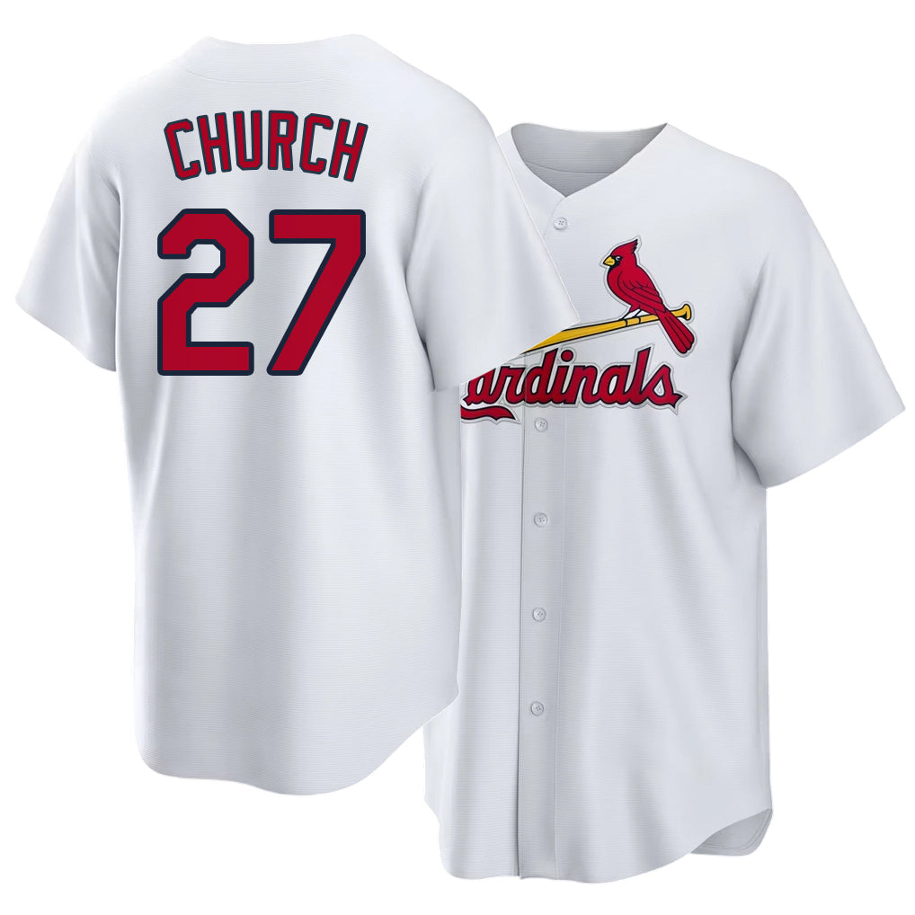 St. Louis #27 Church Player Baseball Short Sleeve White Jersey Nathan For Men Women Youth Gift