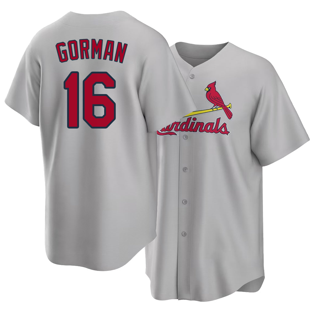 St. Louis #16 Gorman Player Baseball Short Sleeve Gray Jersey Nolan For Men Women Youth Gift
