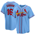 St. Louis #16 Gorman Player Baseball Short Sleeve Blue Jersey Nolan For Men Women Youth Gift