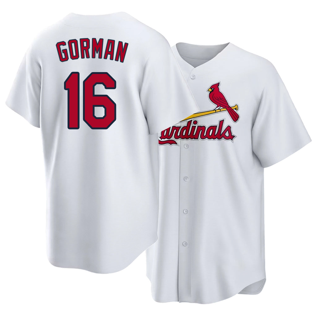 St. Louis #16 Gorman Player Baseball Short Sleeve White Jersey Nolan For Men Women Youth Gift