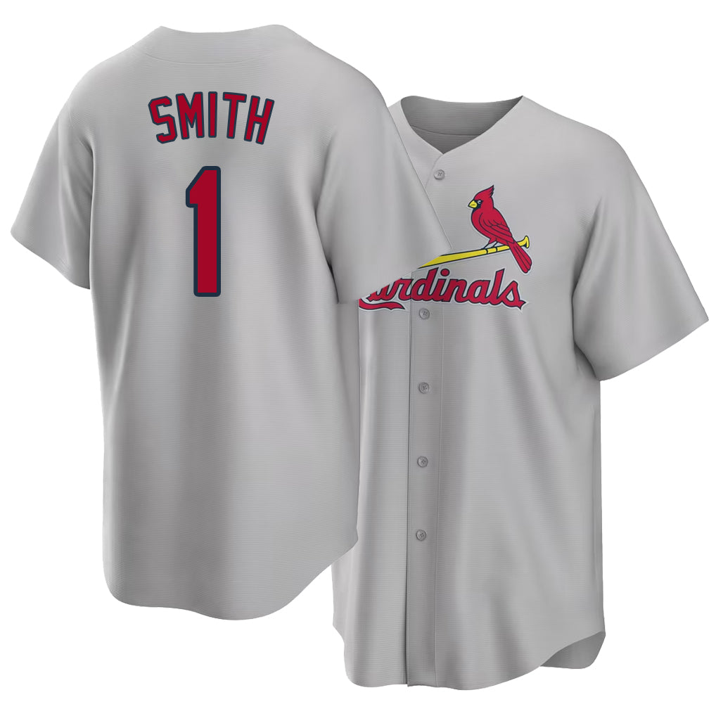 St. Louis #1 Smith Player Baseball Short Sleeve Gray Jersey Ozzie For Men Women Youth Gift