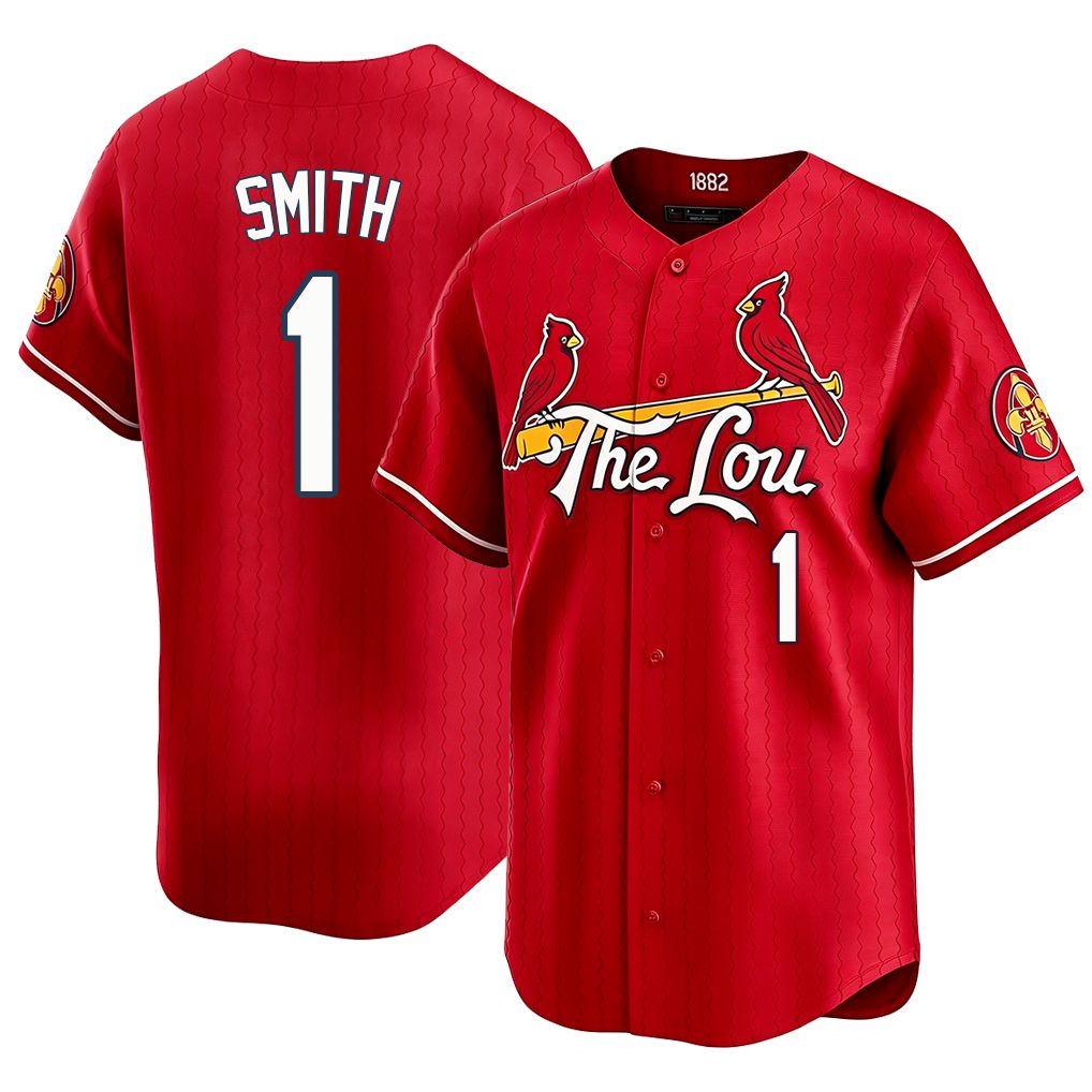 St. Louis #1 Smith Player Baseball Short Sleeve Red Jersey Ozzie For Men Women Youth Gift