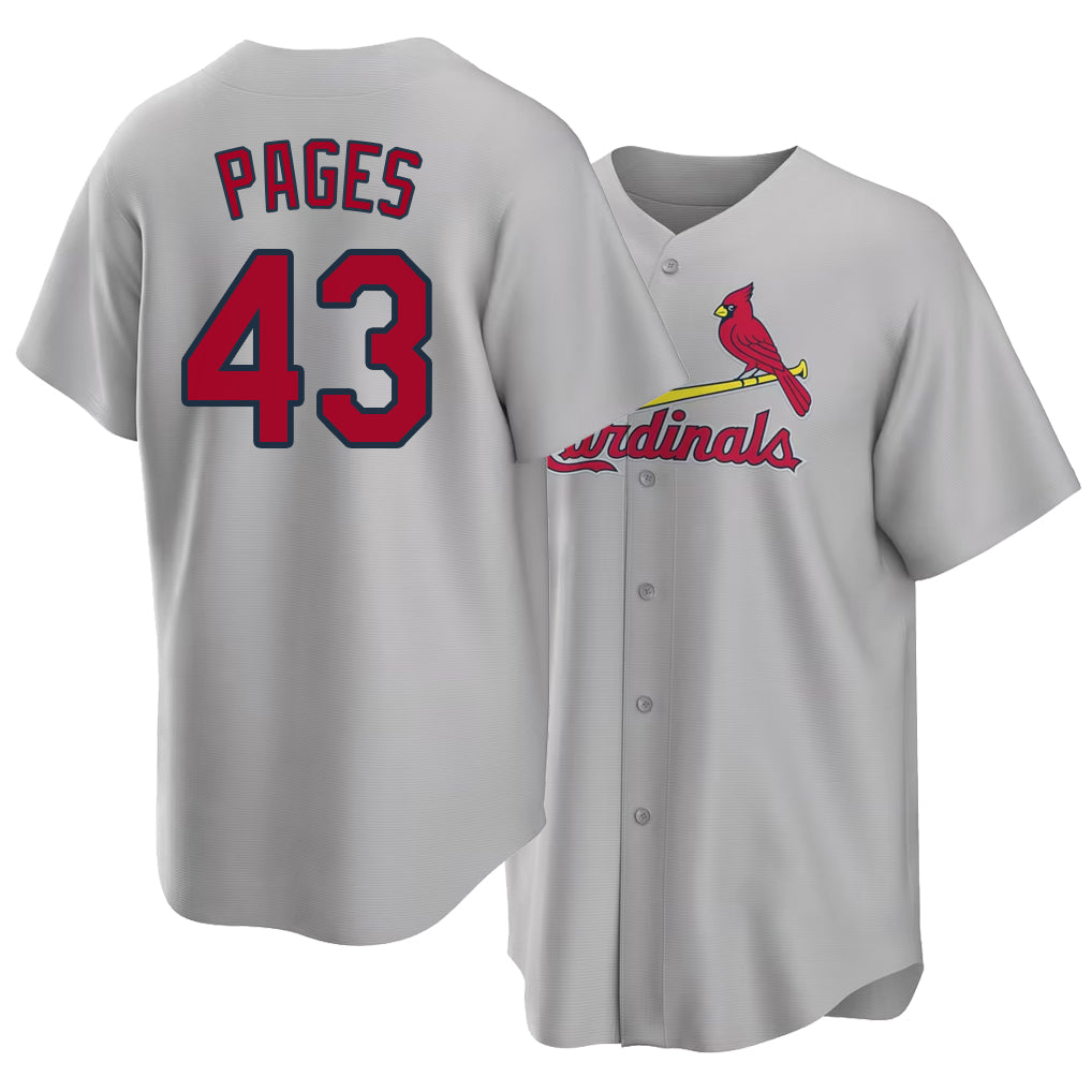 St. Louis #43 Pagés Player Baseball Short Sleeve Gray Jersey Pedro For Men Women Youth Gift