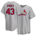 St. Louis #43 Pagés Player Baseball Short Sleeve Gray Jersey Pedro For Men Women Youth Gift