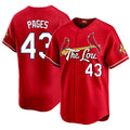 St. Louis #43 Pagés Player Baseball Short Sleeve Red Jersey Pedro For Men Women Youth Gift