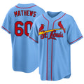 St. Louis #60 Mathews Player Baseball Short Sleeve Blue Jersey Quinn For Men Women Youth Gift