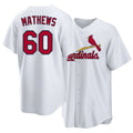 St. Louis #60 Mathews Player Baseball Short Sleeve White Jersey Quinn For Men Women Youth Gift