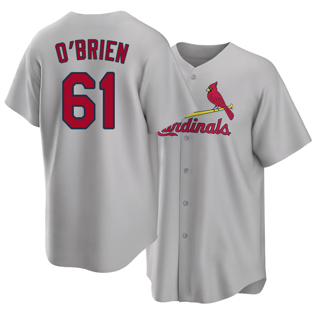 St. Louis #61 O'Brien Player Baseball Short Sleeve Gray Jersey Riley For Men Women Youth Gift