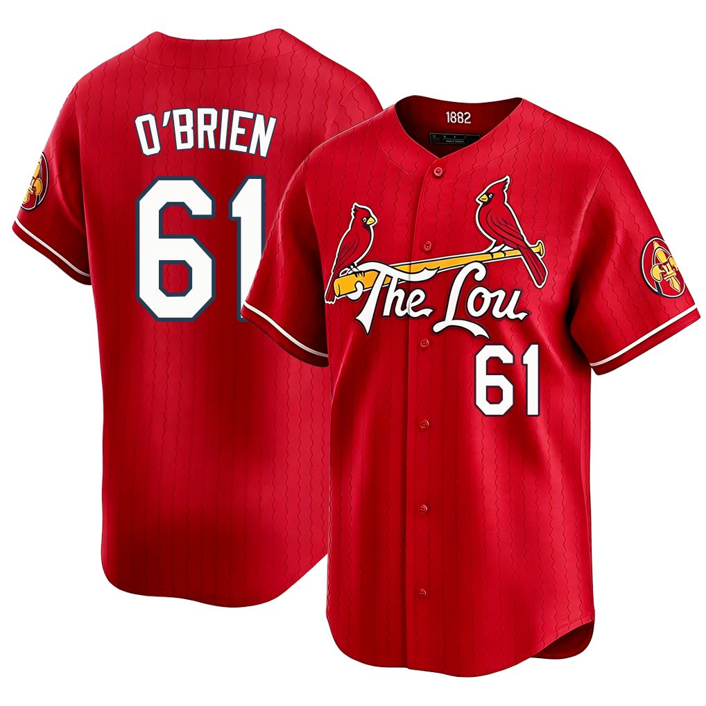 St. Louis #61 O'Brien Player Baseball Short Sleeve Red Jersey Riley For Men Women Youth Gift