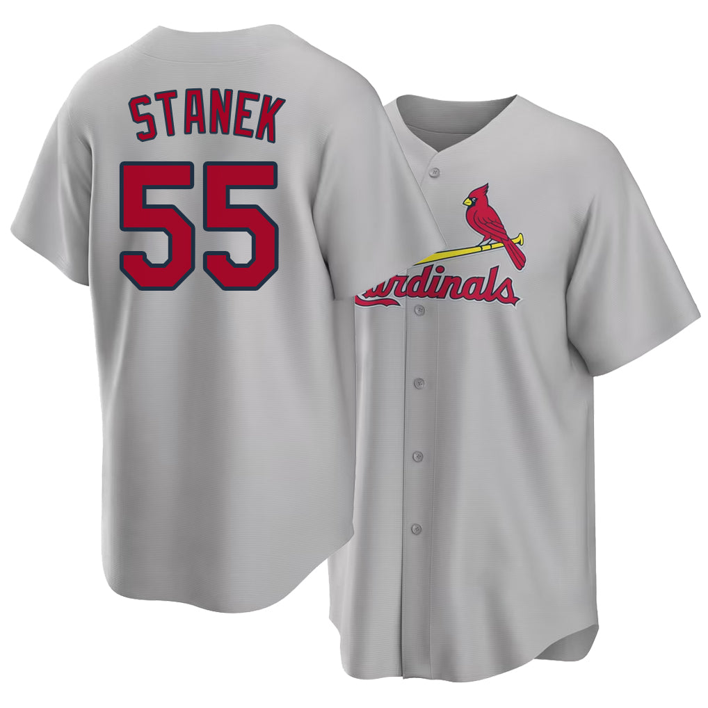 St. Louis #55 Stanek Player Baseball Short Sleeve Gray Jersey Ryne For Men Women Youth Gift