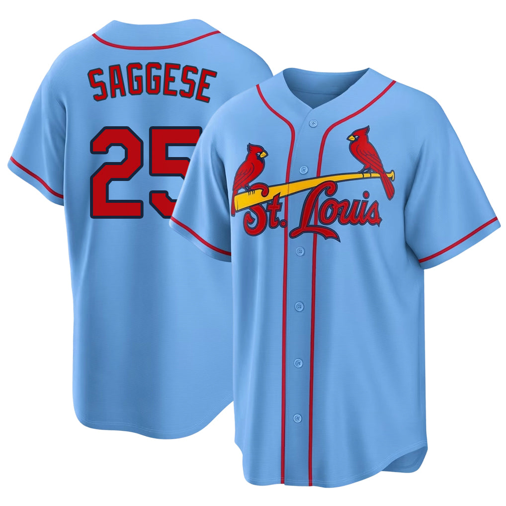 St. Louis #25 Saggese Player Baseball Short Sleeve Blue Jersey Thomas For Men Women Youth Gift