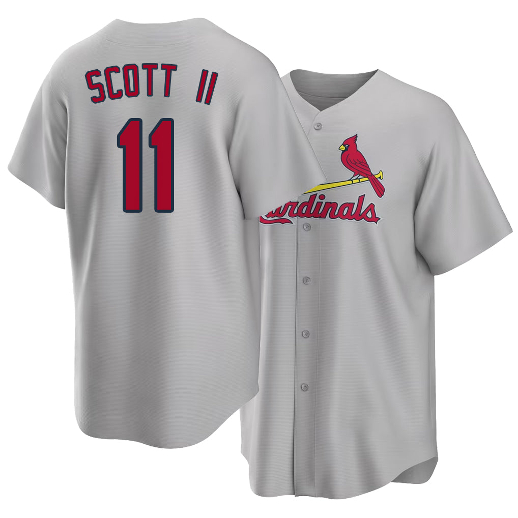 St. Louis #11 Scott II Player Baseball Short Sleeve Gray Jersey Victor For Men Women Youth Gift