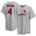 St. Louis #4 Molina Player Baseball Short Sleeve Gray Jersey Yadier For Men Women Youth Gift