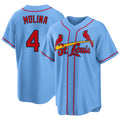 St. Louis #4 Molina Player Baseball Short Sleeve Blue Jersey Yadier For Men Women Youth Gift