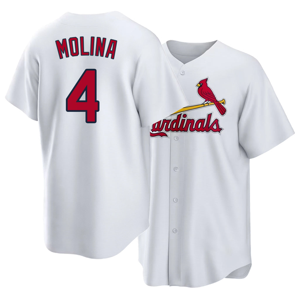 St. Louis #4 Molina Player Baseball Short Sleeve White Jersey Yadier For Men Women Youth Gift
