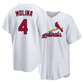 St. Louis #4 Molina Player Baseball Short Sleeve White Jersey Yadier For Men Women Youth Gift