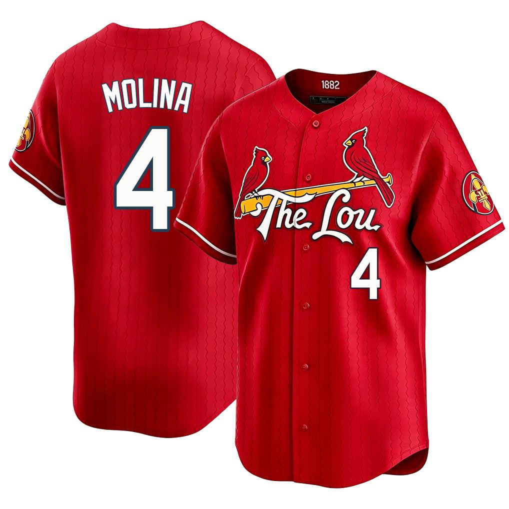 St. Louis #4 Molina Player Baseball Short Sleeve Red Jersey Yadier For Men Women Youth Gift