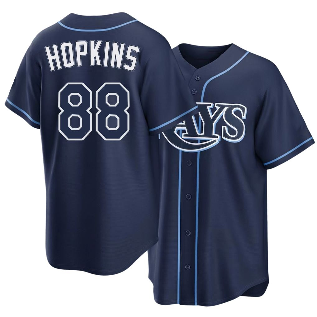 Tampa Bay #88 Hopkins Player Baseball Short Sleeve navy Jersey Brody For Men Women Youth Gift