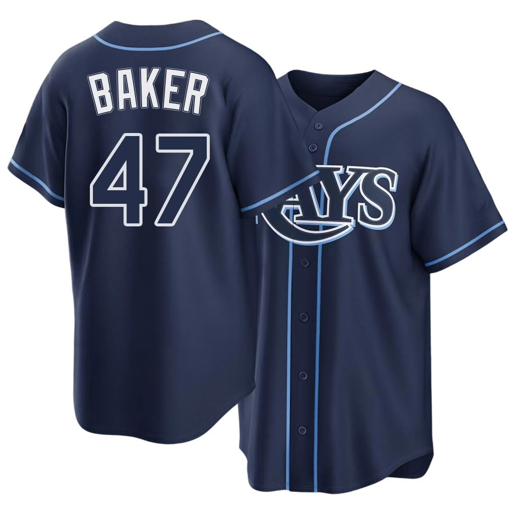 Tampa Bay #47 Baker Player Baseball Short Sleeve navy Jersey Bryan For Men Women Youth Gift