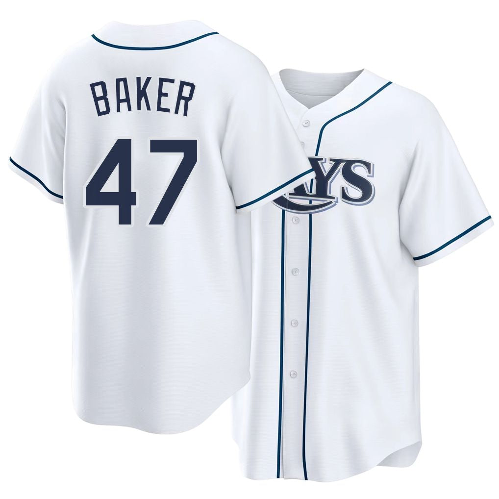 Tampa Bay #47 Baker Player Baseball Short Sleeve white Jersey Bryan For Men Women Youth Gift