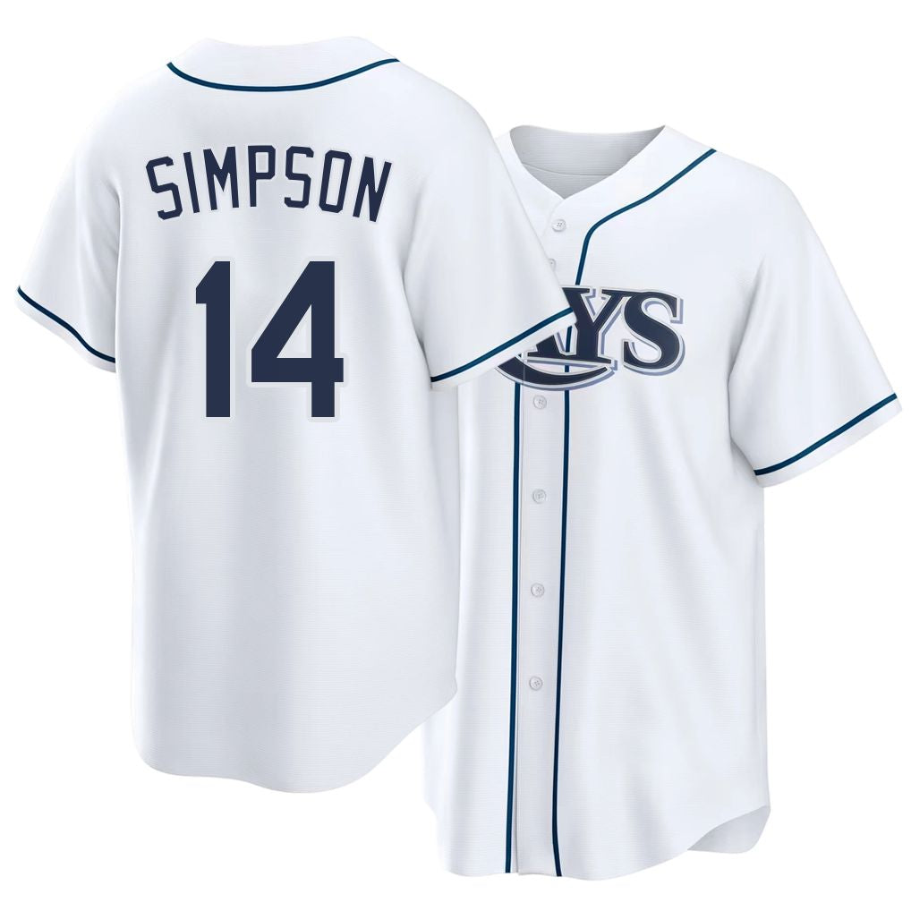 Tampa Bay #14 Simpson Player Baseball Short Sleeve white Jersey Chandler For Men Women Youth Gift