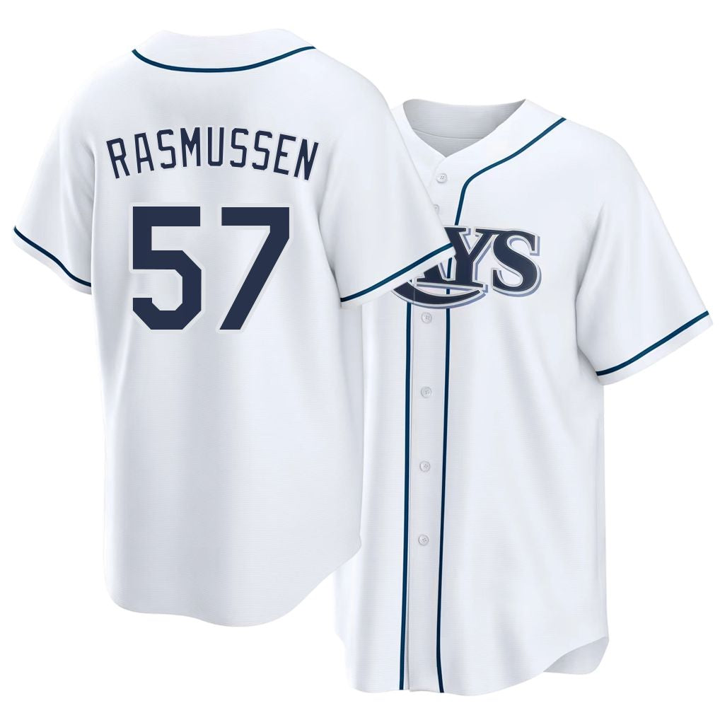 Tampa Bay #57 Rasmussen Player Baseball Short Sleeve white Jersey Drew For Men Women Youth Gift