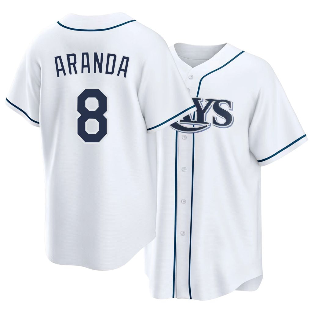 Tampa Bay #8 Aranda Player Baseball Short Sleeve white Jersey Jonathan For Men Women Youth Gift