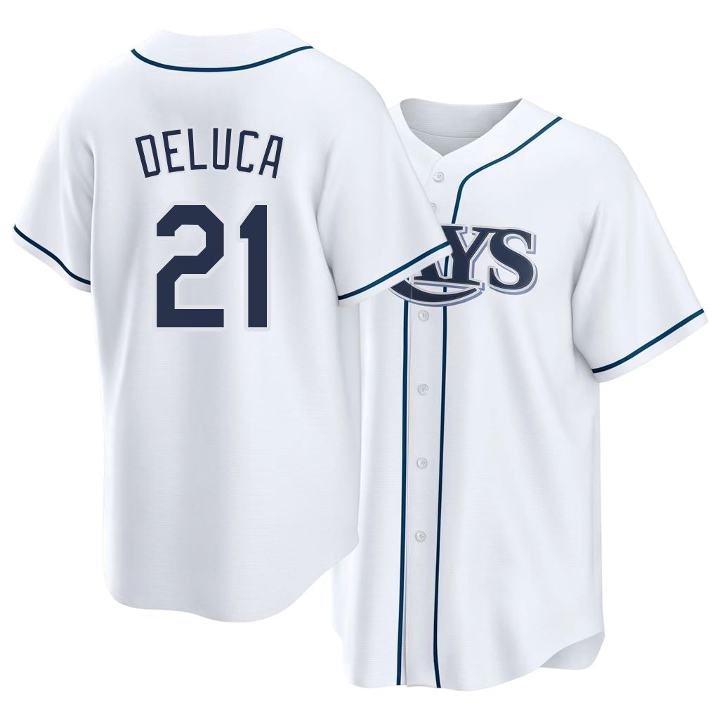 Tampa Bay #21 DeLuca Player Baseball Short Sleeve white Jersey Jonny For Men Women Youth Gift