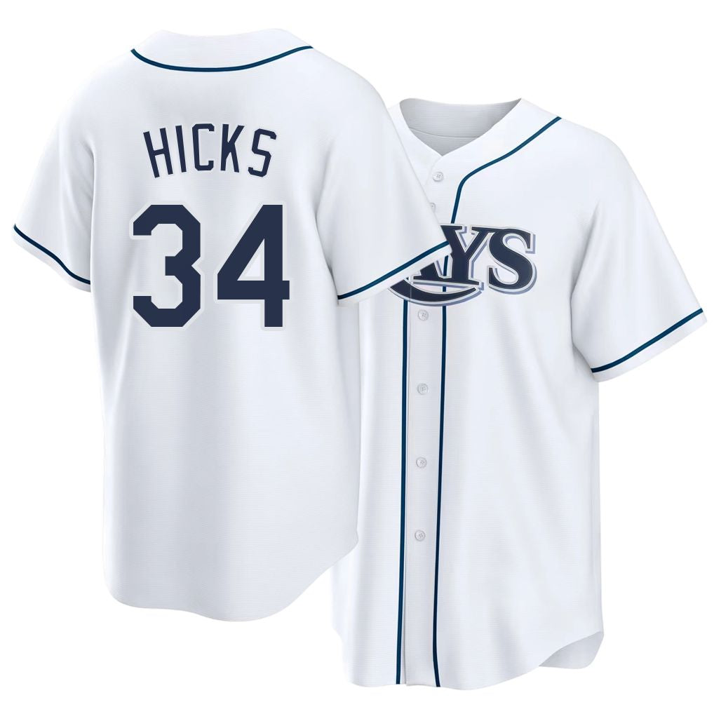 Tampa Bay #34 Hicks Player Baseball Short Sleeve white Jersey Liam For Men Women Youth Gift