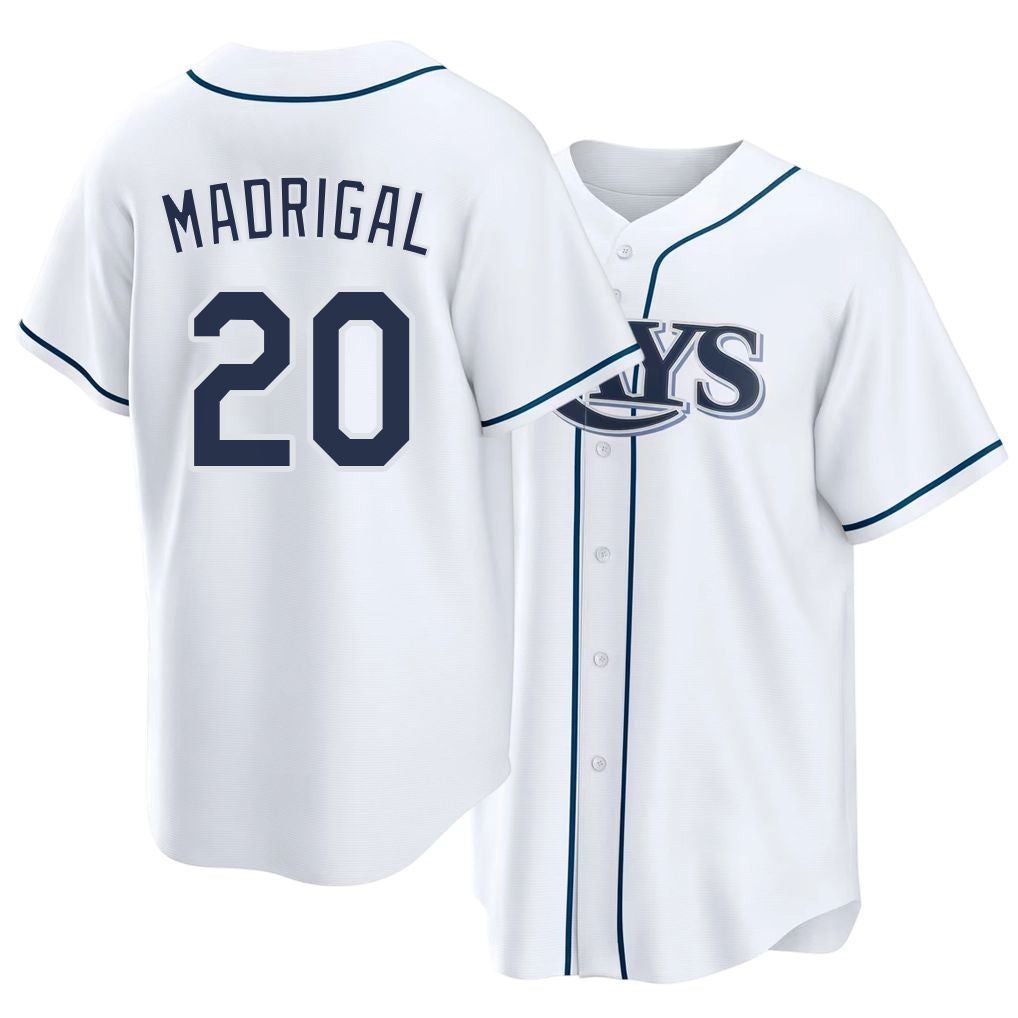 Tampa Bay #20 Madrigal Player Baseball Short Sleeve white Jersey Nick For Men Women Youth Gift