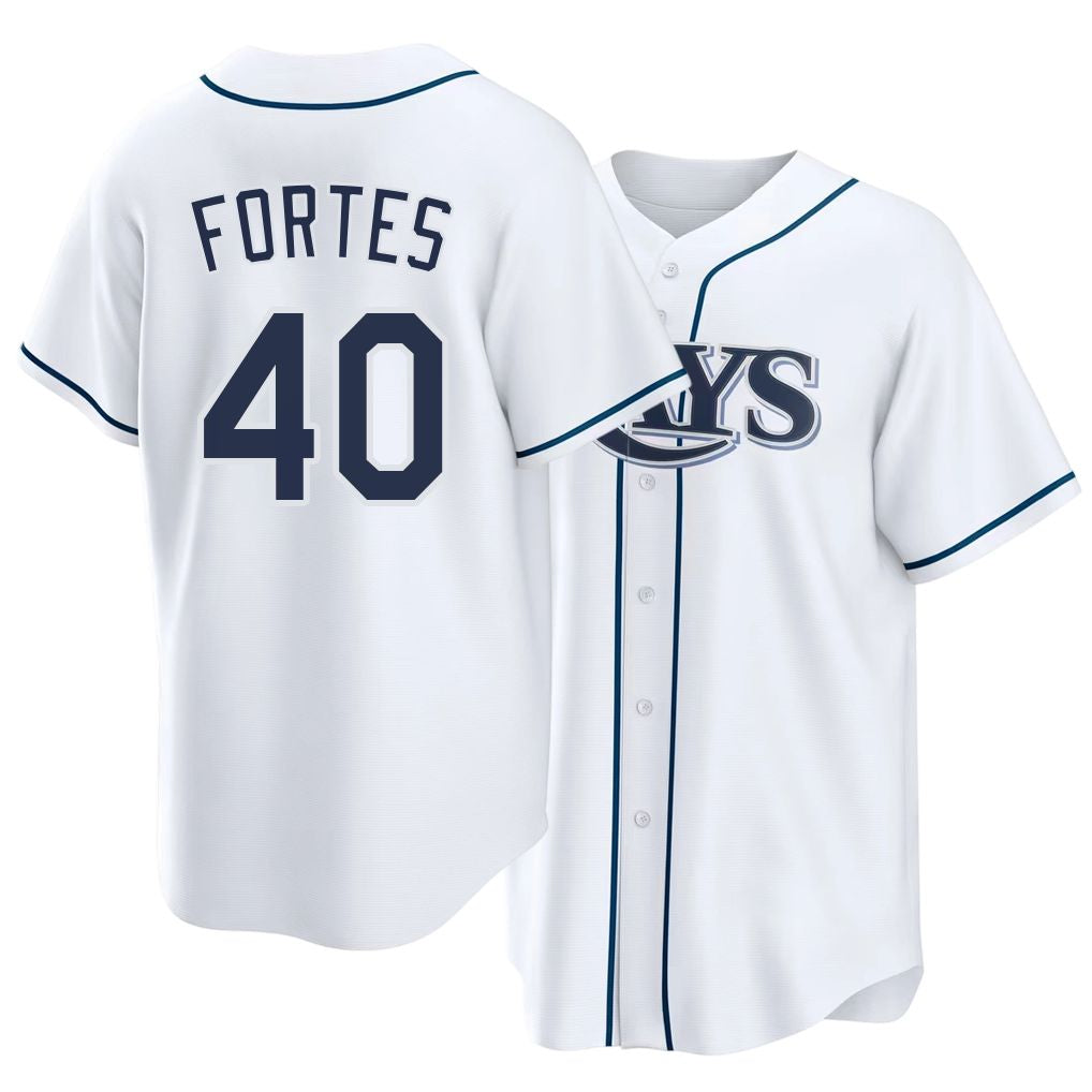 Tampa Bay #40 Fortes Player Baseball Short Sleeve white Jersey Nick For Men Women Youth Gift