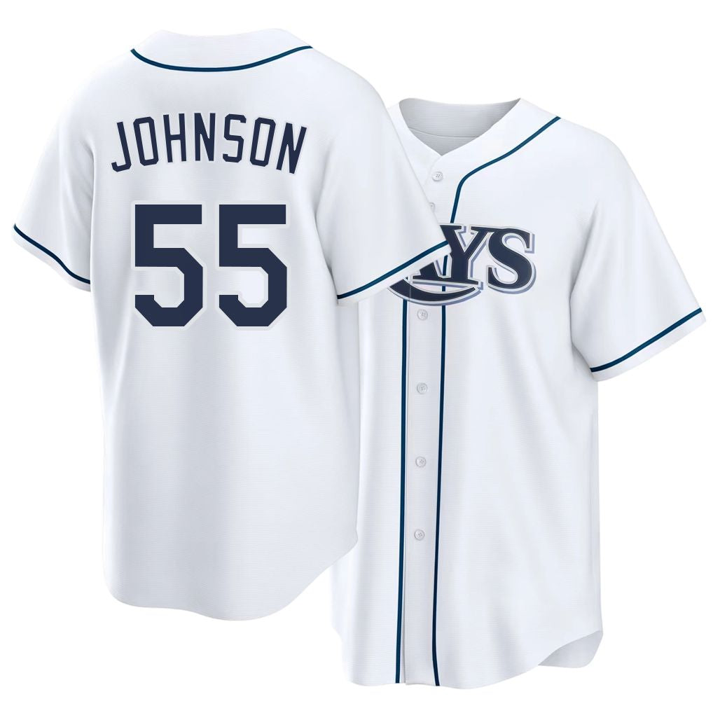 Tampa Bay #55 Johnson Player Baseball Short Sleeve white Jersey Ty For Men Women Youth Gift