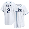 Tampa Bay #2 DIaz Player Baseball Short Sleeve white Jersey Yandy For Men Women Youth Gift