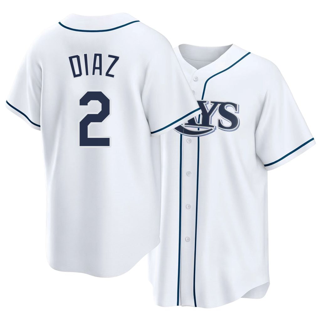 Tampa Bay #2 DIaz Player Baseball Short Sleeve white Jersey Yandy For Men Women Youth Gift