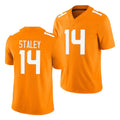 Tennessee #14 Staley Player College Football V Neck Short Sleeve Orange Jersey Braylon For Men Youth Women